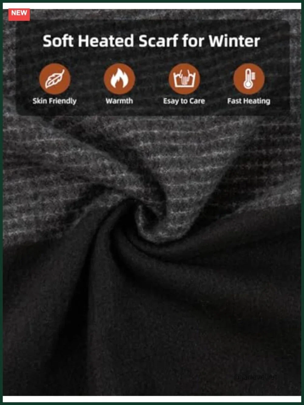 Rechargeable Heated Scarf 5000mAh 3 Heat Settings Cashmere Polyester